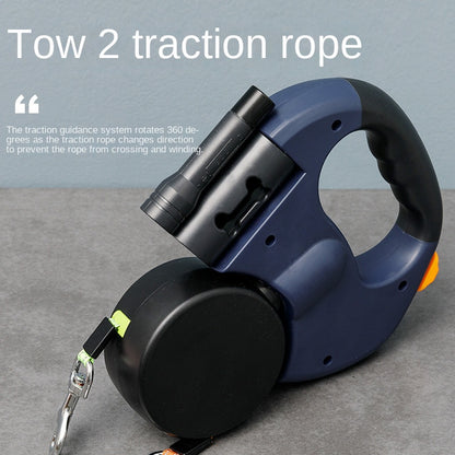 One to two dog leash medium-sized and small dog teddy 2-in-1 dual head automatic retractable dog leash