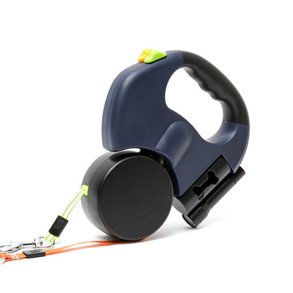 One to two dog leash medium-sized and small dog teddy 2-in-1 dual head automatic retractable dog leash